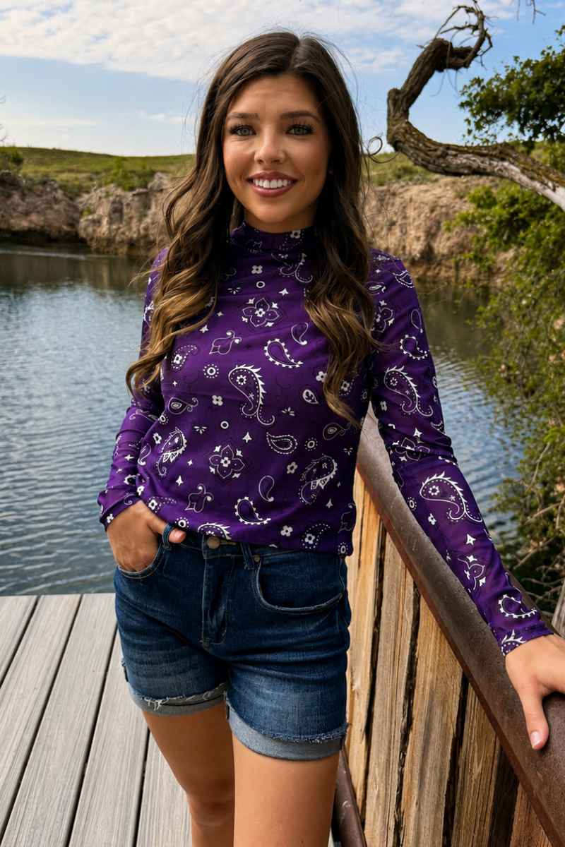 Bandana Babe Purple Mesh Top