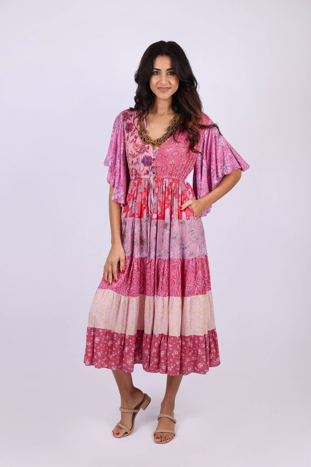 Vintage Rose Patchwork Maxi Dress