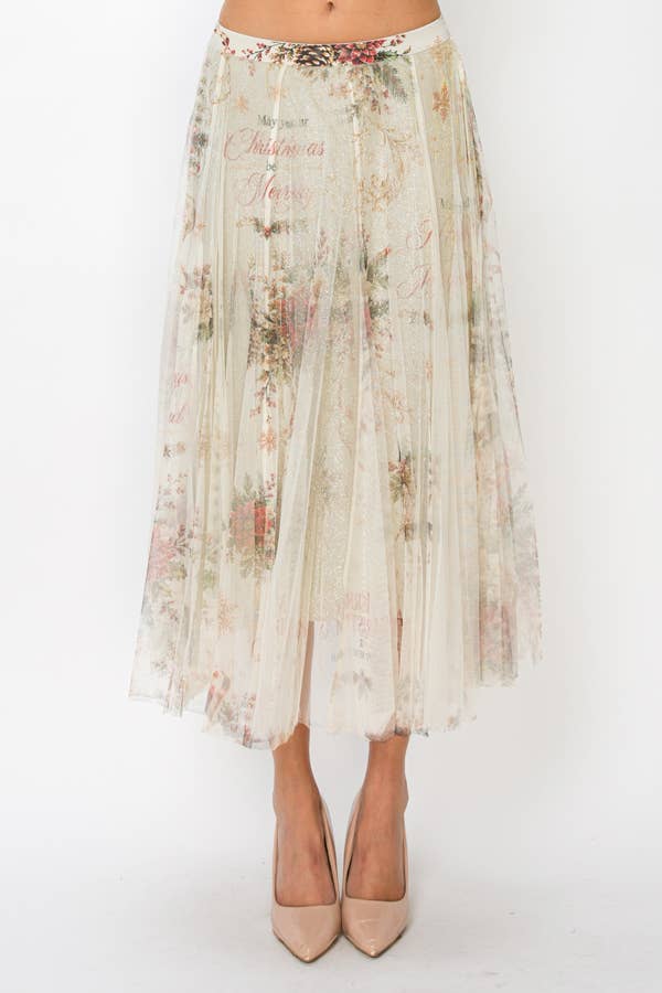 Joyful Noel Shimmer Midi Skirt
