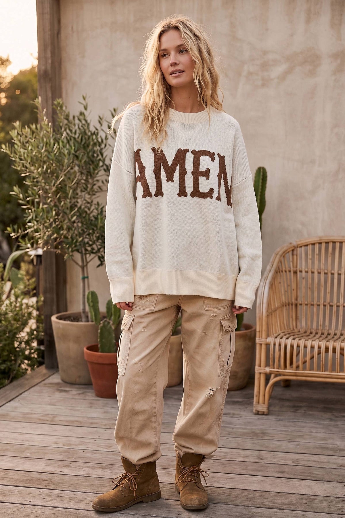 Amen Graphic Oversized Sweater