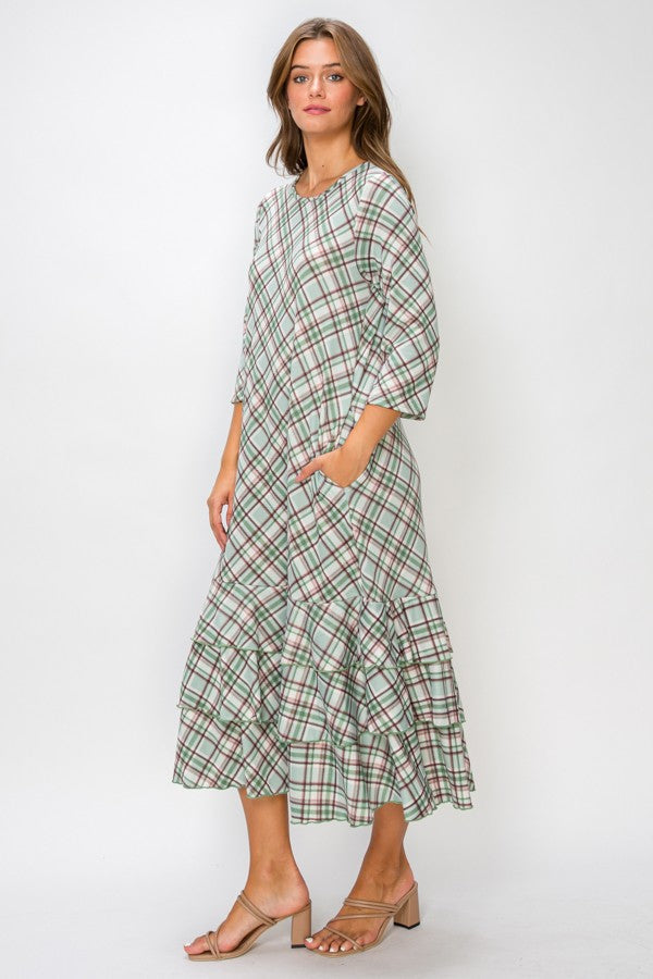 Grace in Every Season Plaid Ruffle Dress