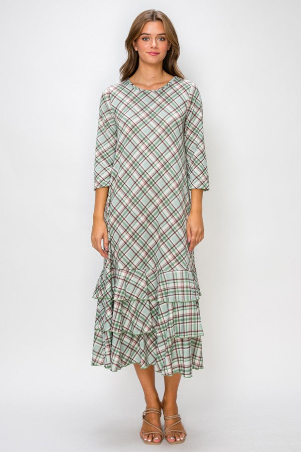 Grace in Every Season Plaid Ruffle Dress