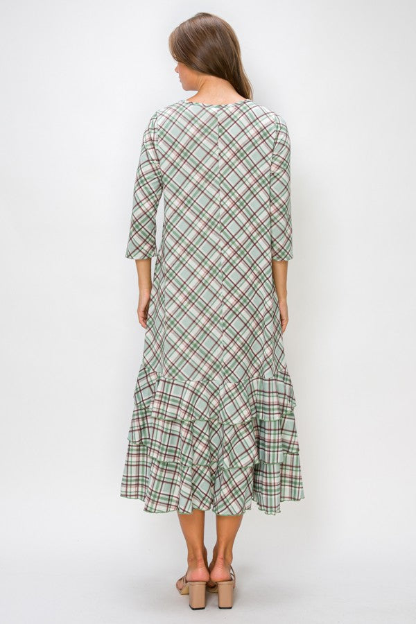 Grace in Every Season Plaid Ruffle Dress
