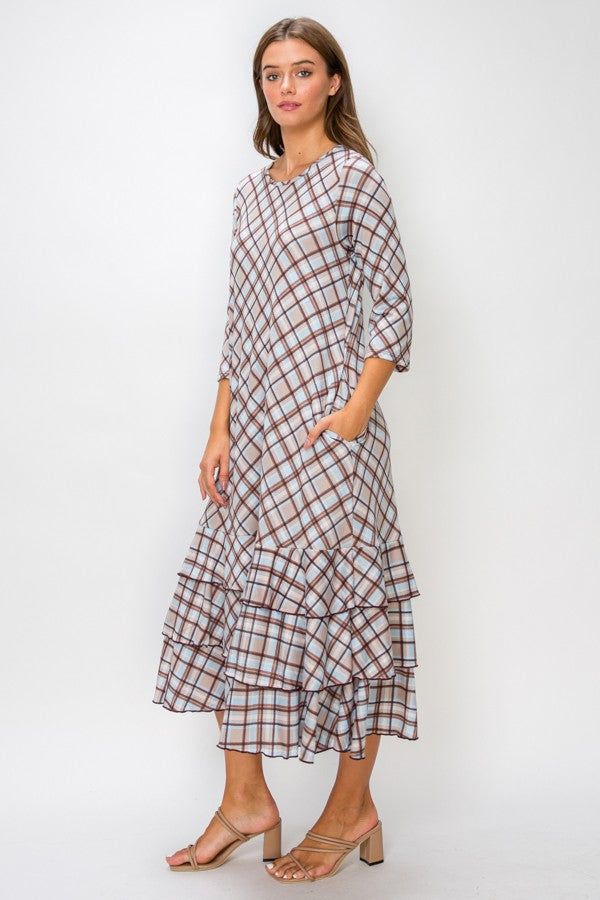 Grace in Every Season Plaid Ruffle Dress