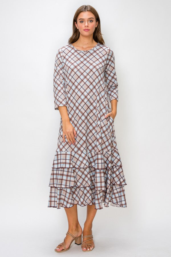 Grace in Every Season Plaid Ruffle Dress