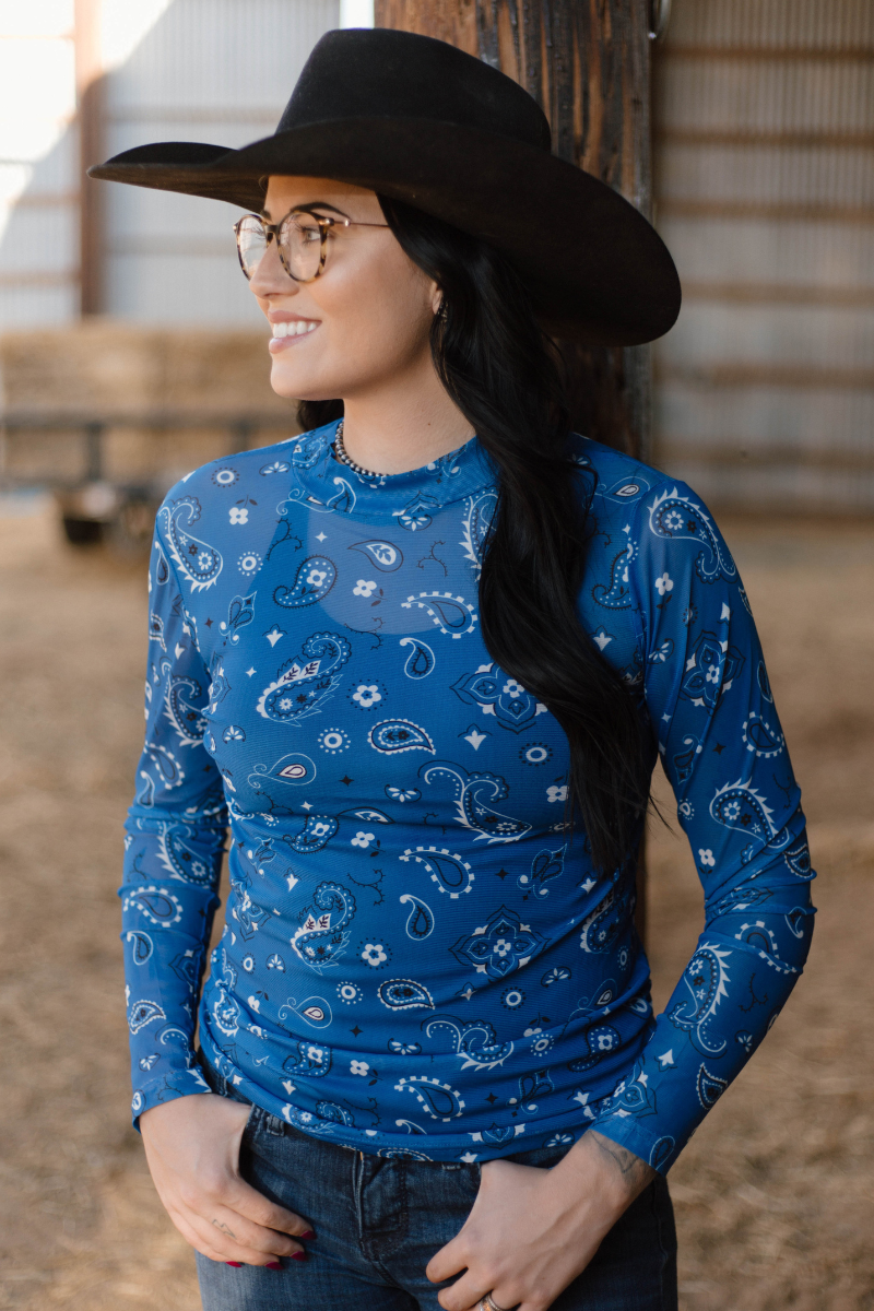 Bandana Babe Blue Mesh Top