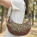 Leopard Print Half Moon Shoulder Bag