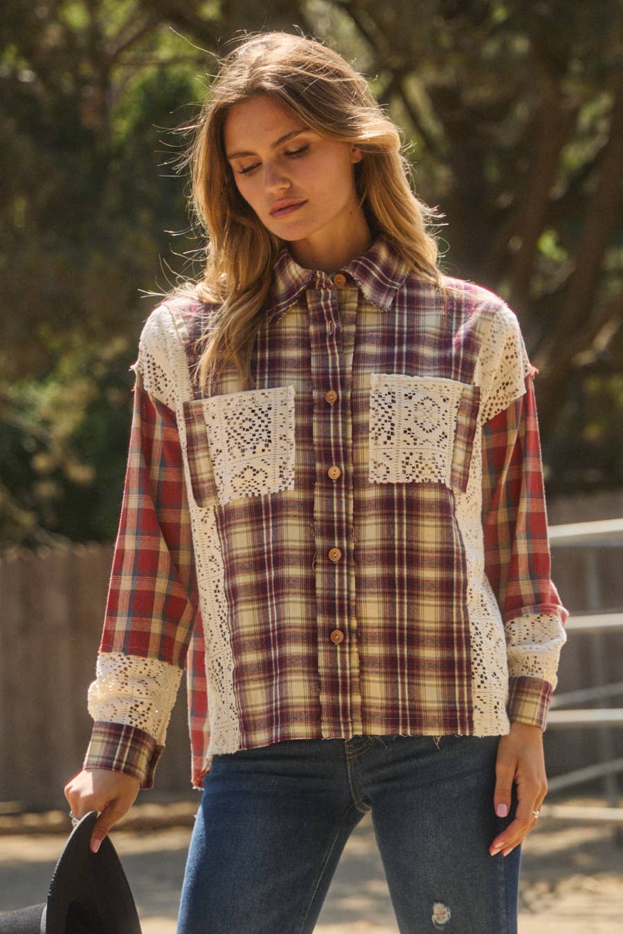 Top ~ Prairie Lace Plaid