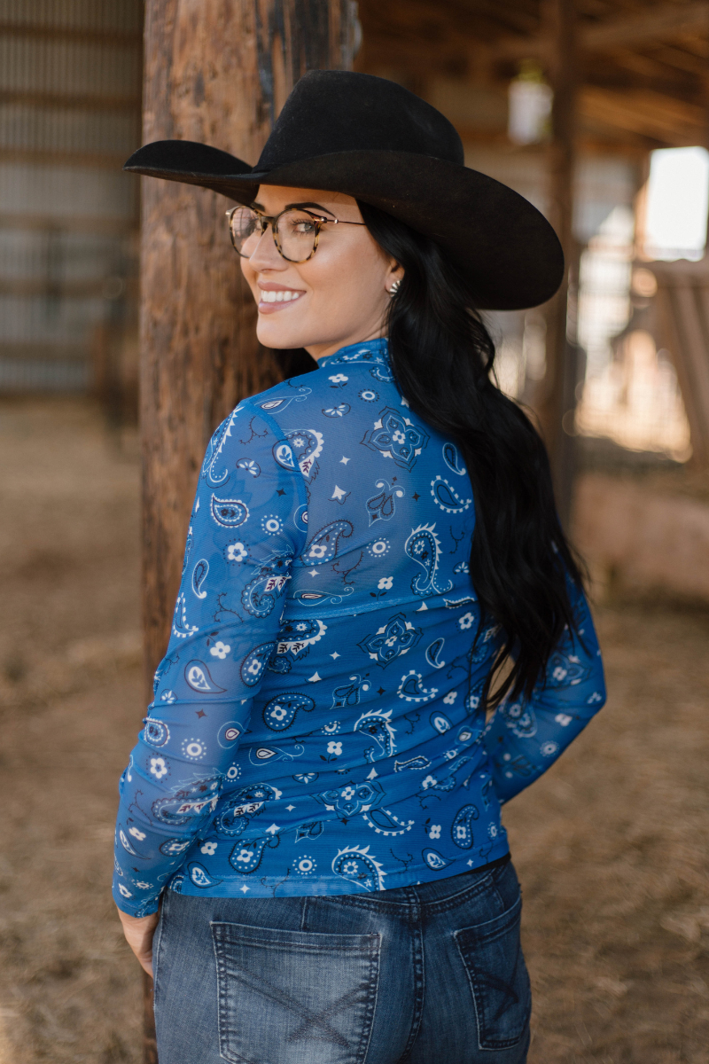 Bandana Babe Blue Mesh Top