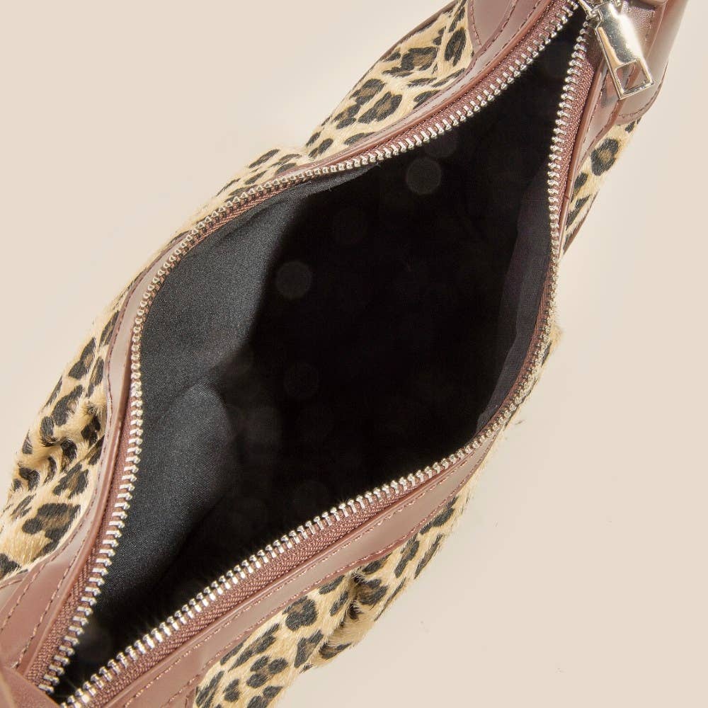 Leopard Print Half Moon Shoulder Bag