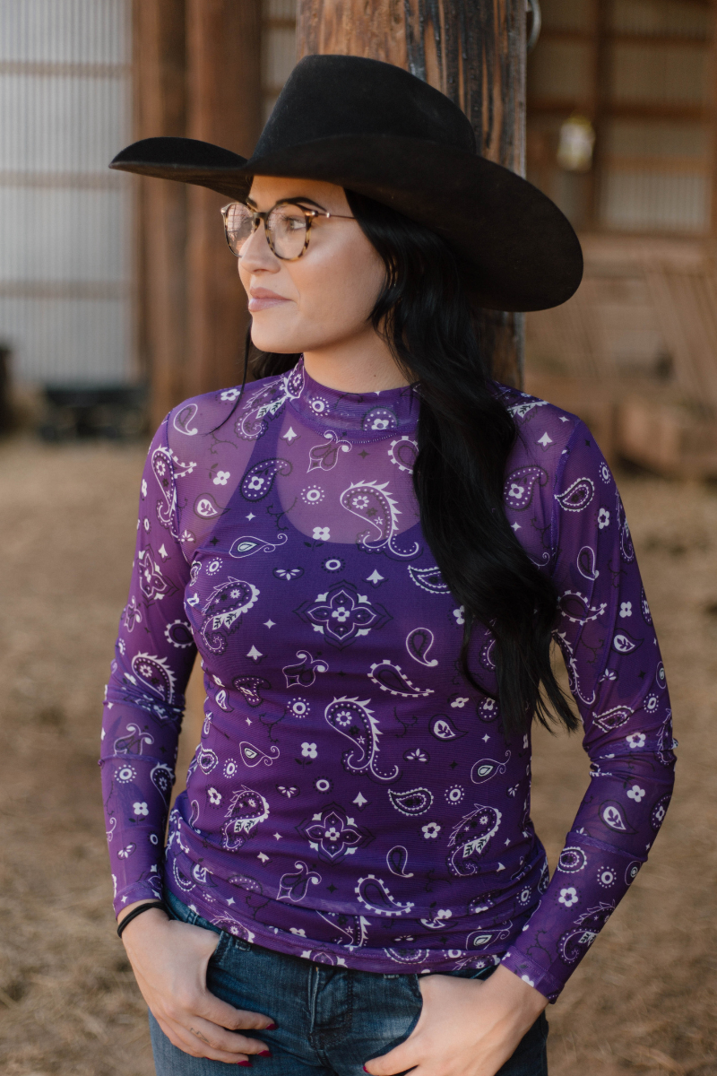 Bandana Babe Purple Mesh Top