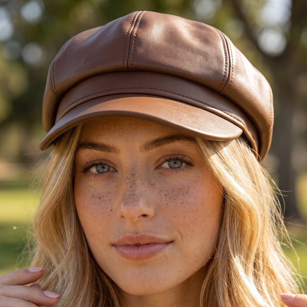 Hat ~ Leather Newsboy