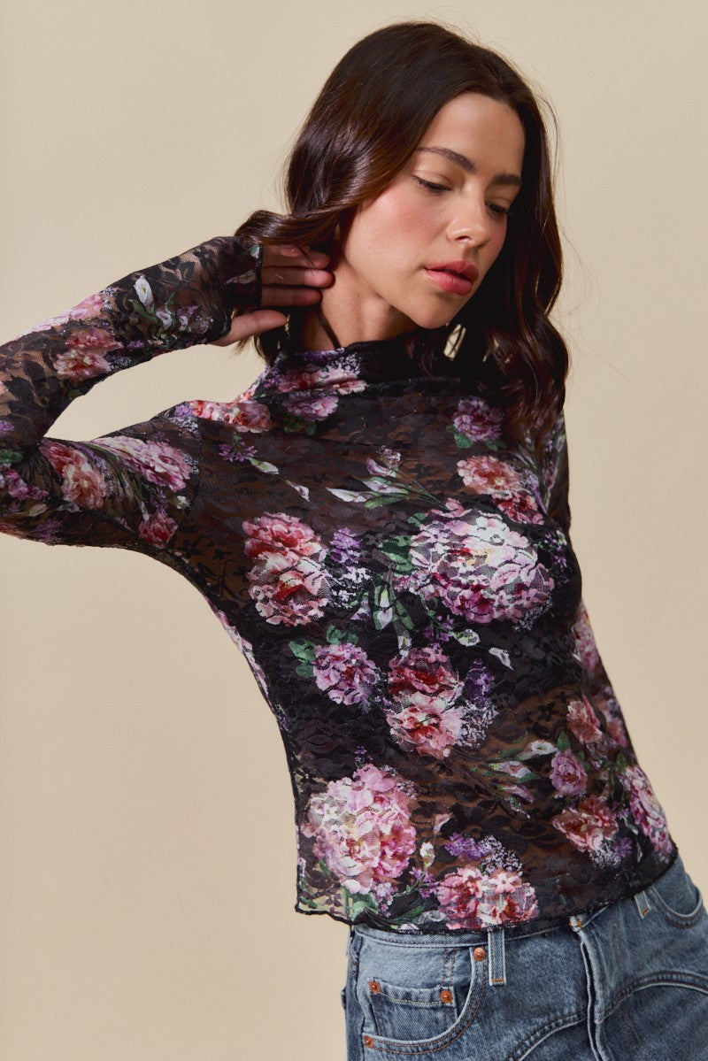 Top ~ Sheer Bloom Lace