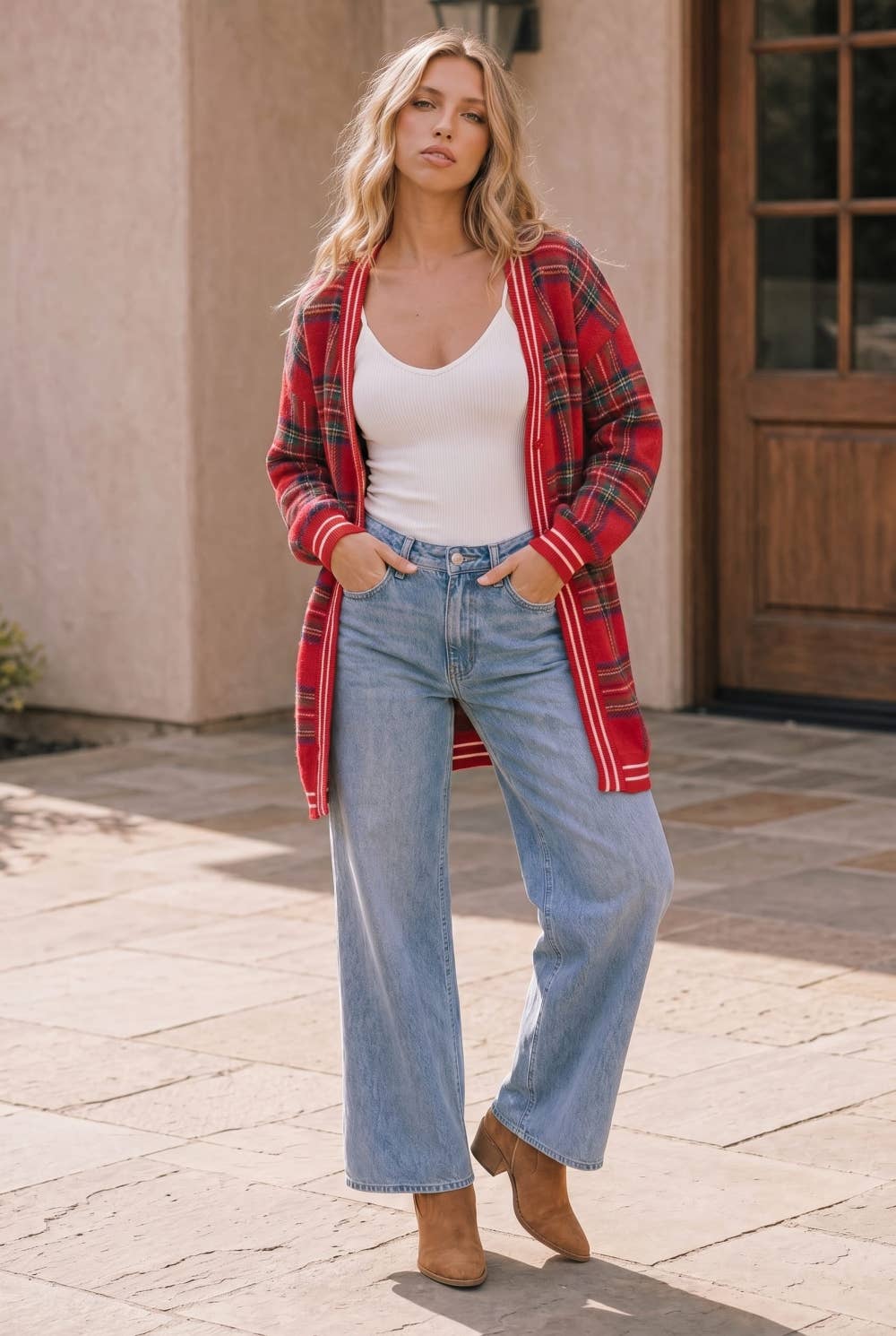 Holly and Hearth Plaid Cardigan