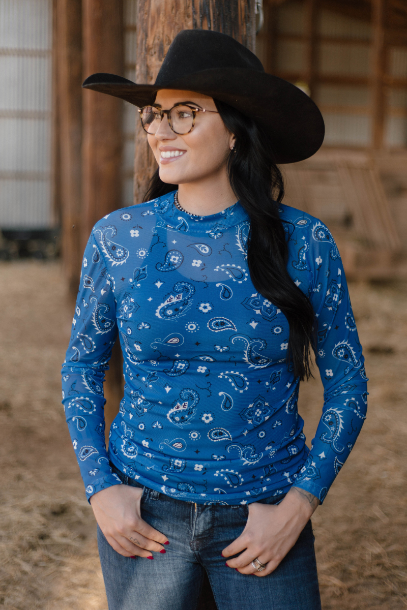 Bandana Babe Blue Mesh Top