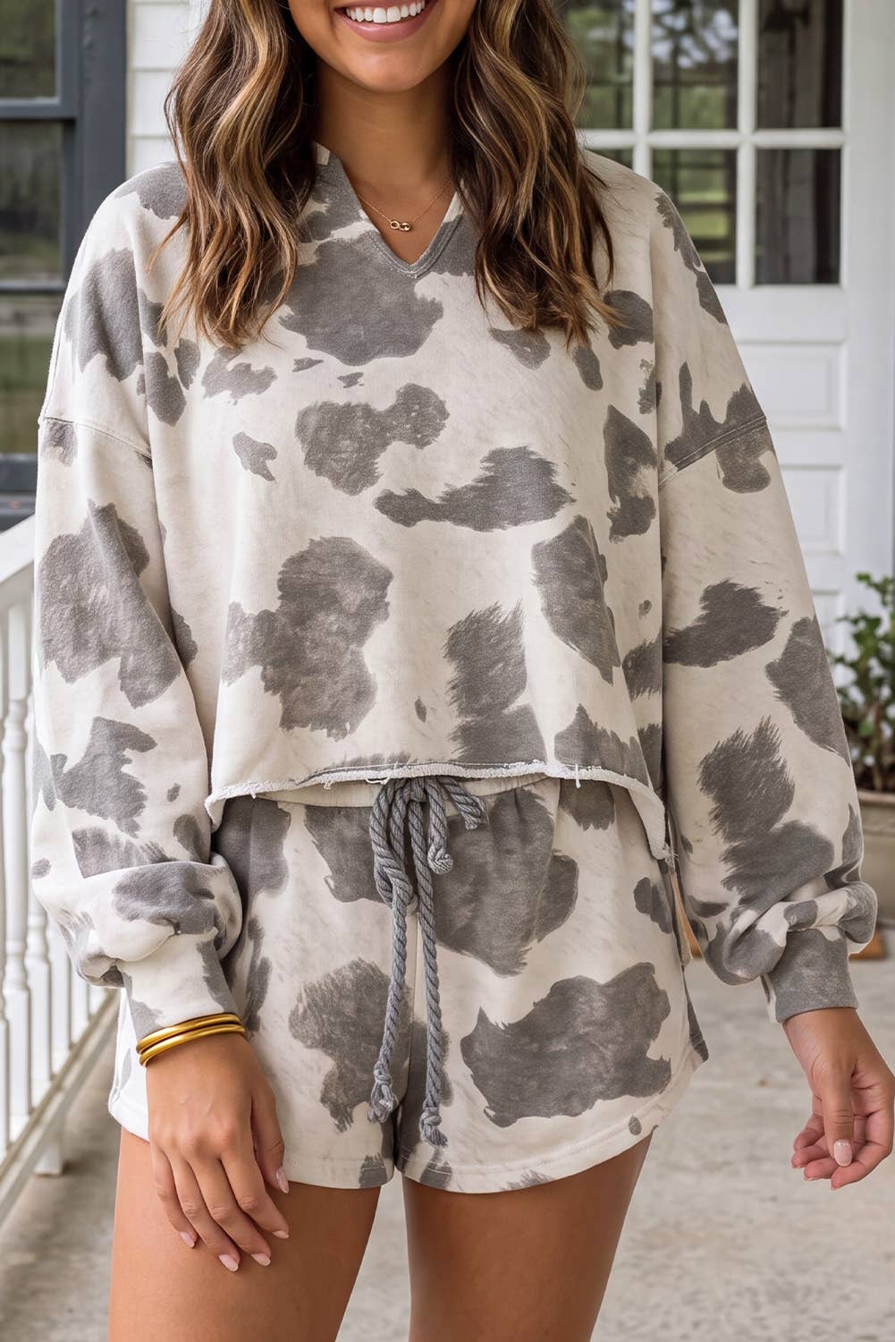 Slow Mornings Cow Print Lounge Set