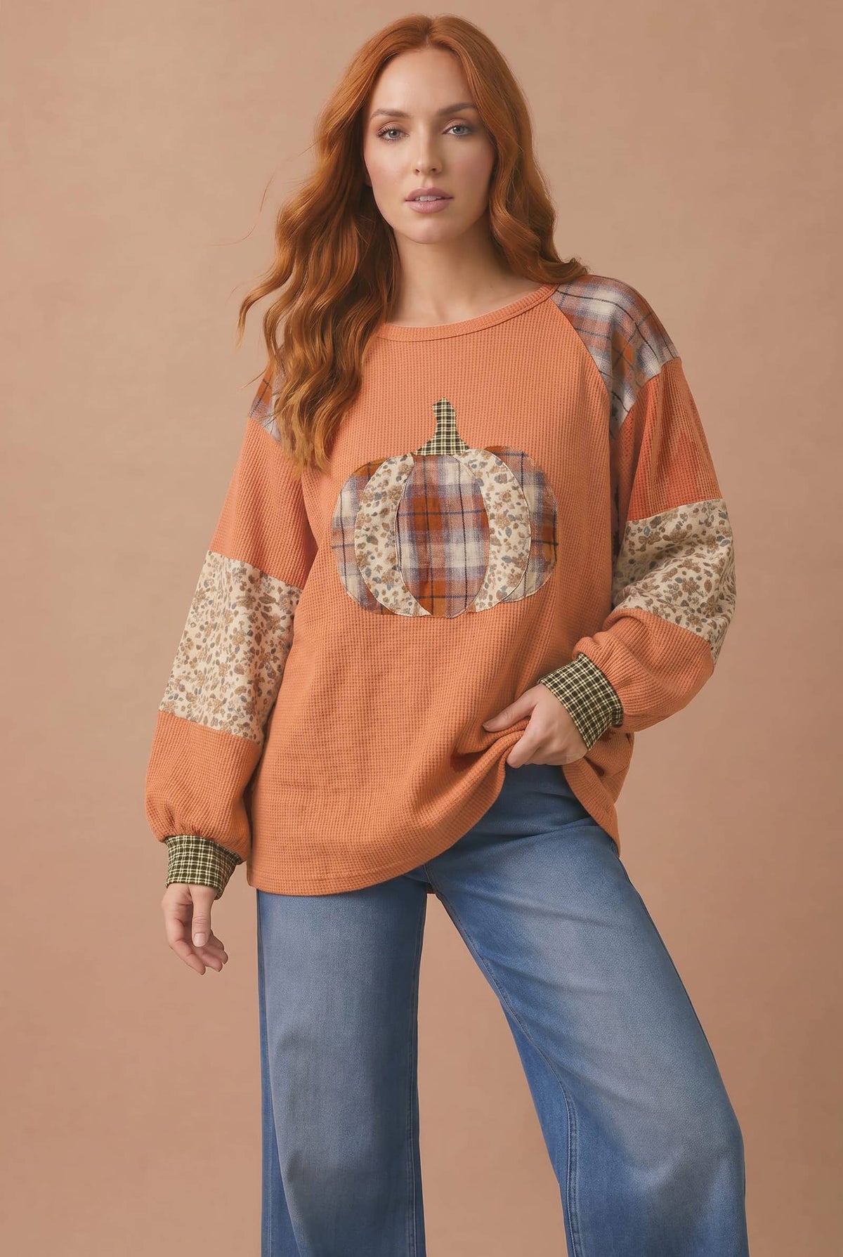 Harvest Pumpkin Patchwork Top