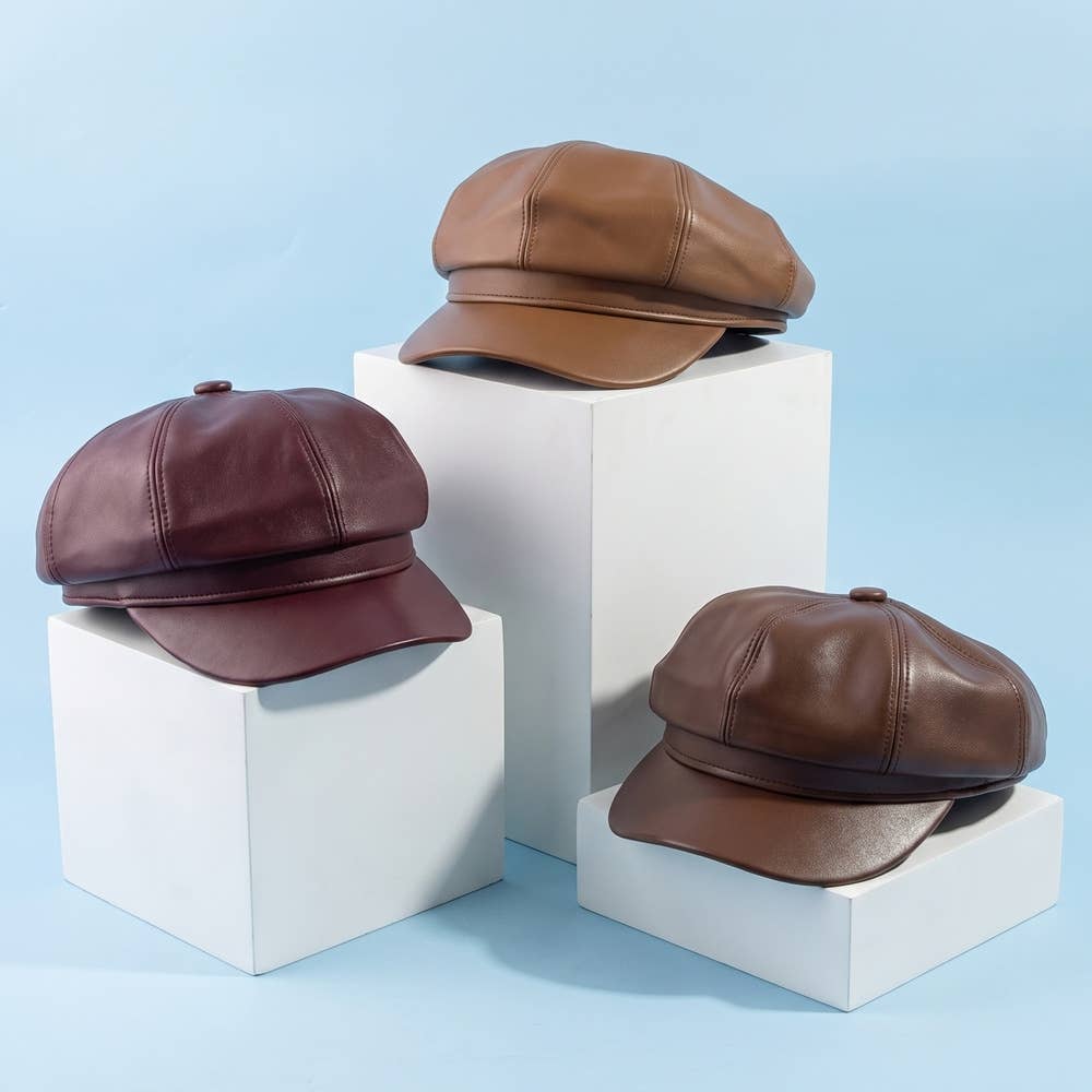 Hat ~ Leather Newsboy