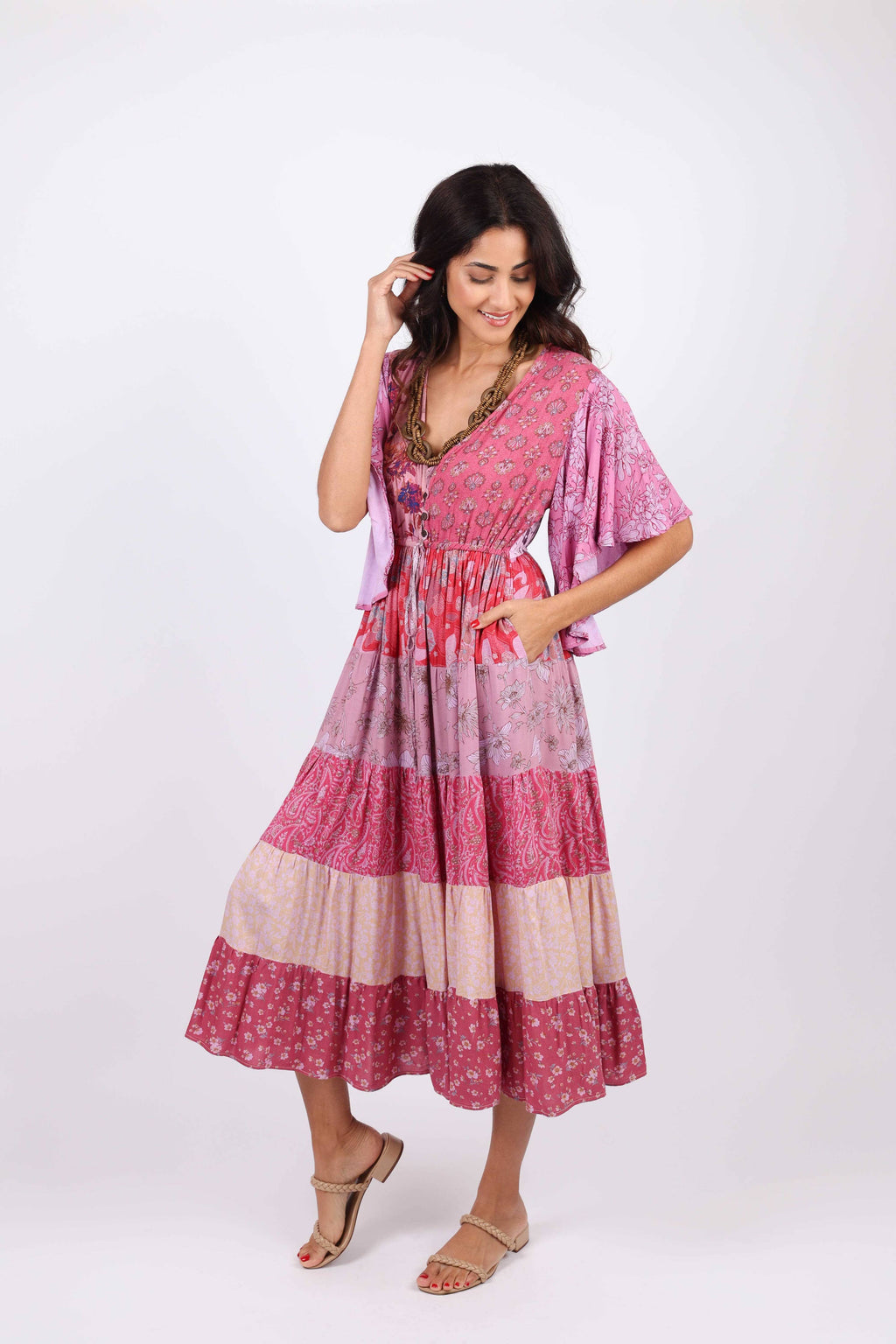 Vintage Rose Patchwork Maxi Dress