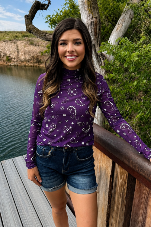 Bandana Babe Purple Mesh Top