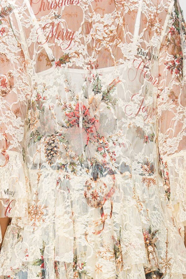 Joyful Noel Tiered Lace Cardigan