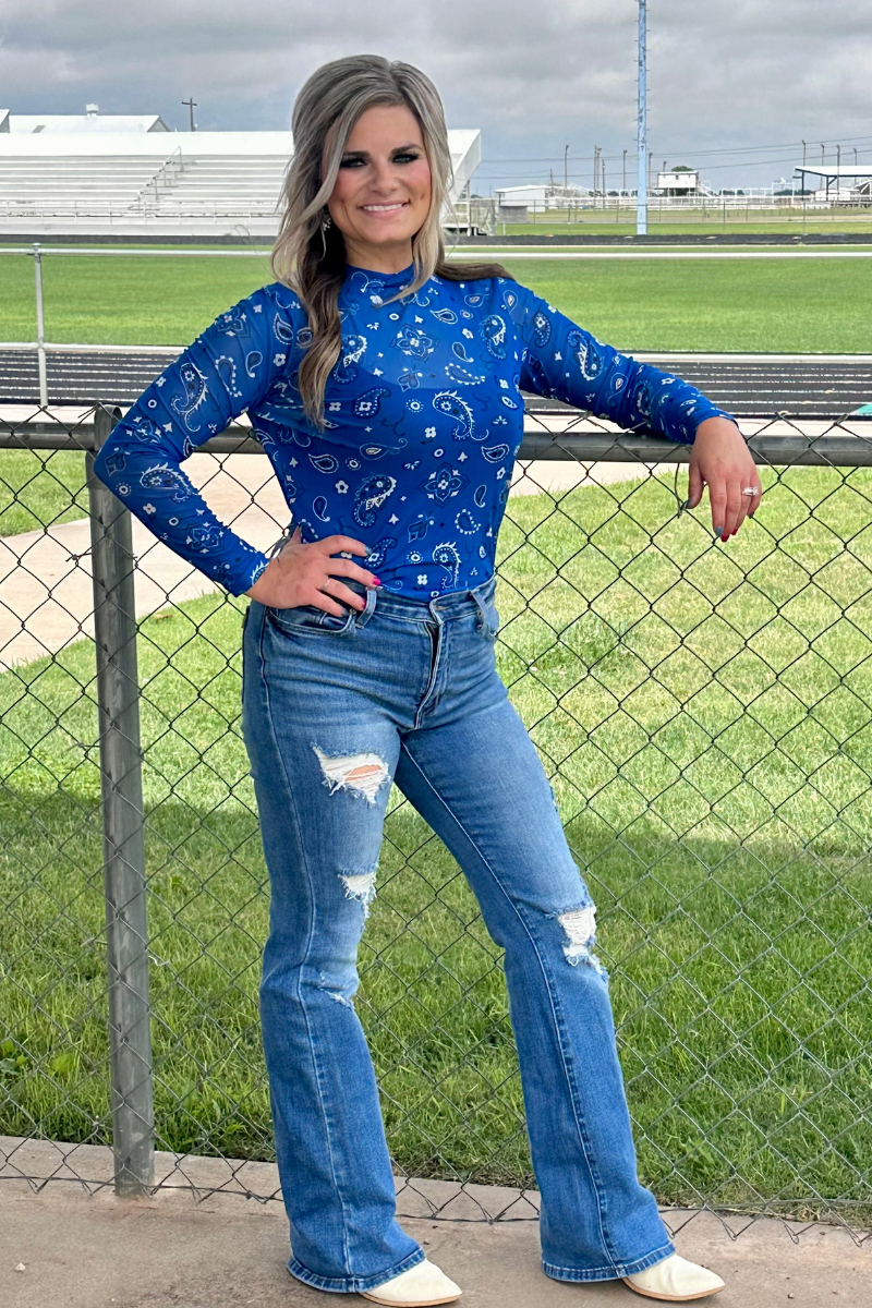 Bandana Babe Blue Mesh Top