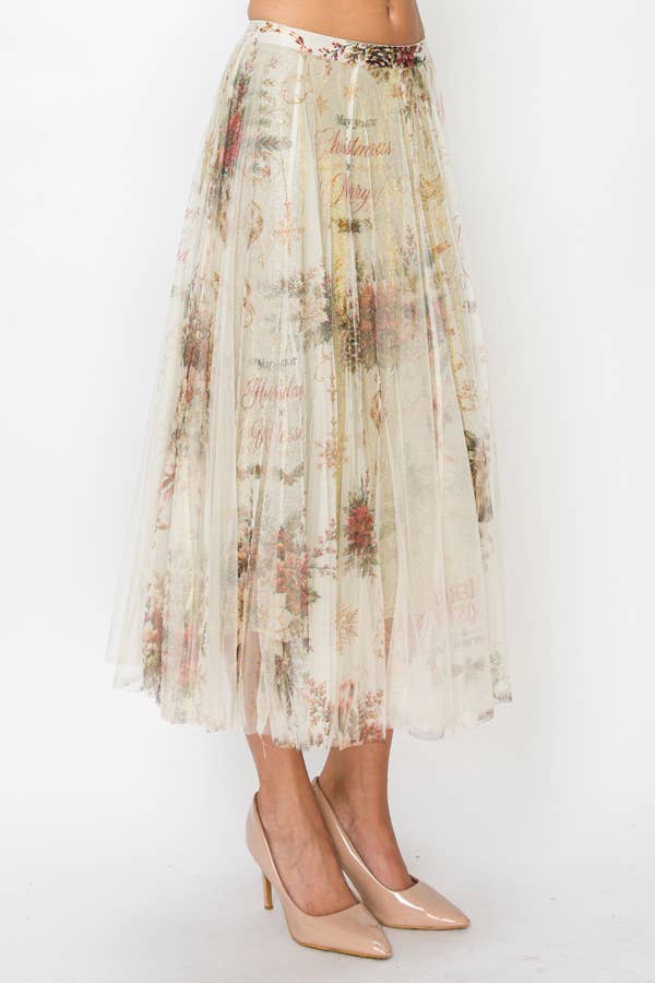 Joyful Noel Shimmer Midi Skirt