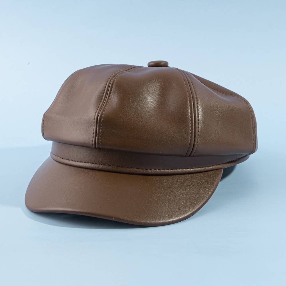Hat ~ Leather Newsboy
