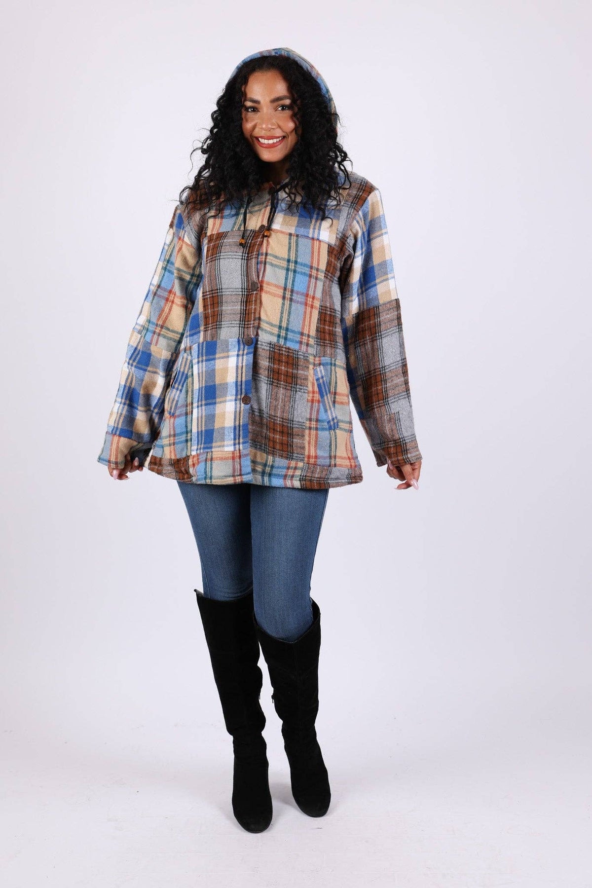 Patchwork Plaid Hoodie