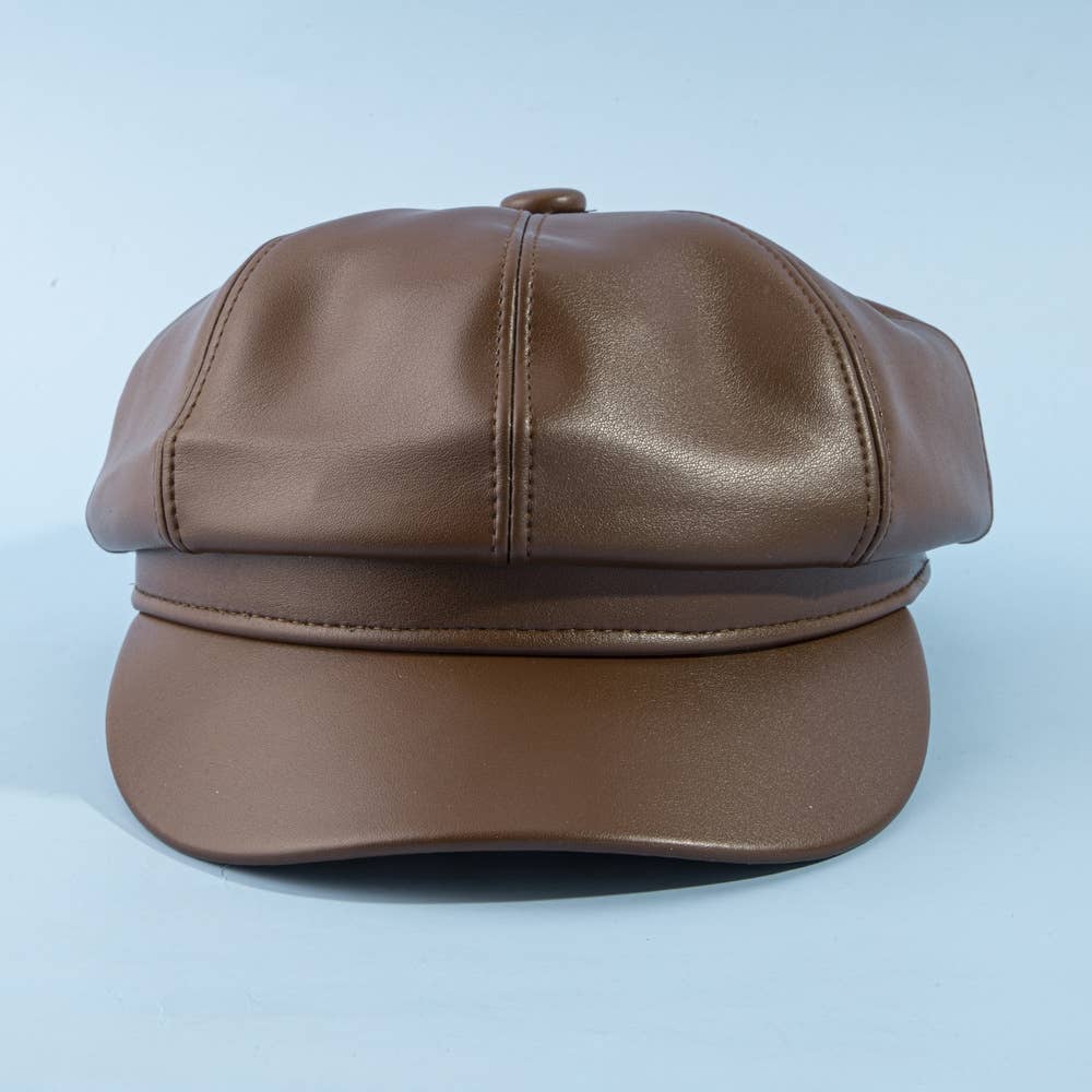 Hat ~ Leather Newsboy