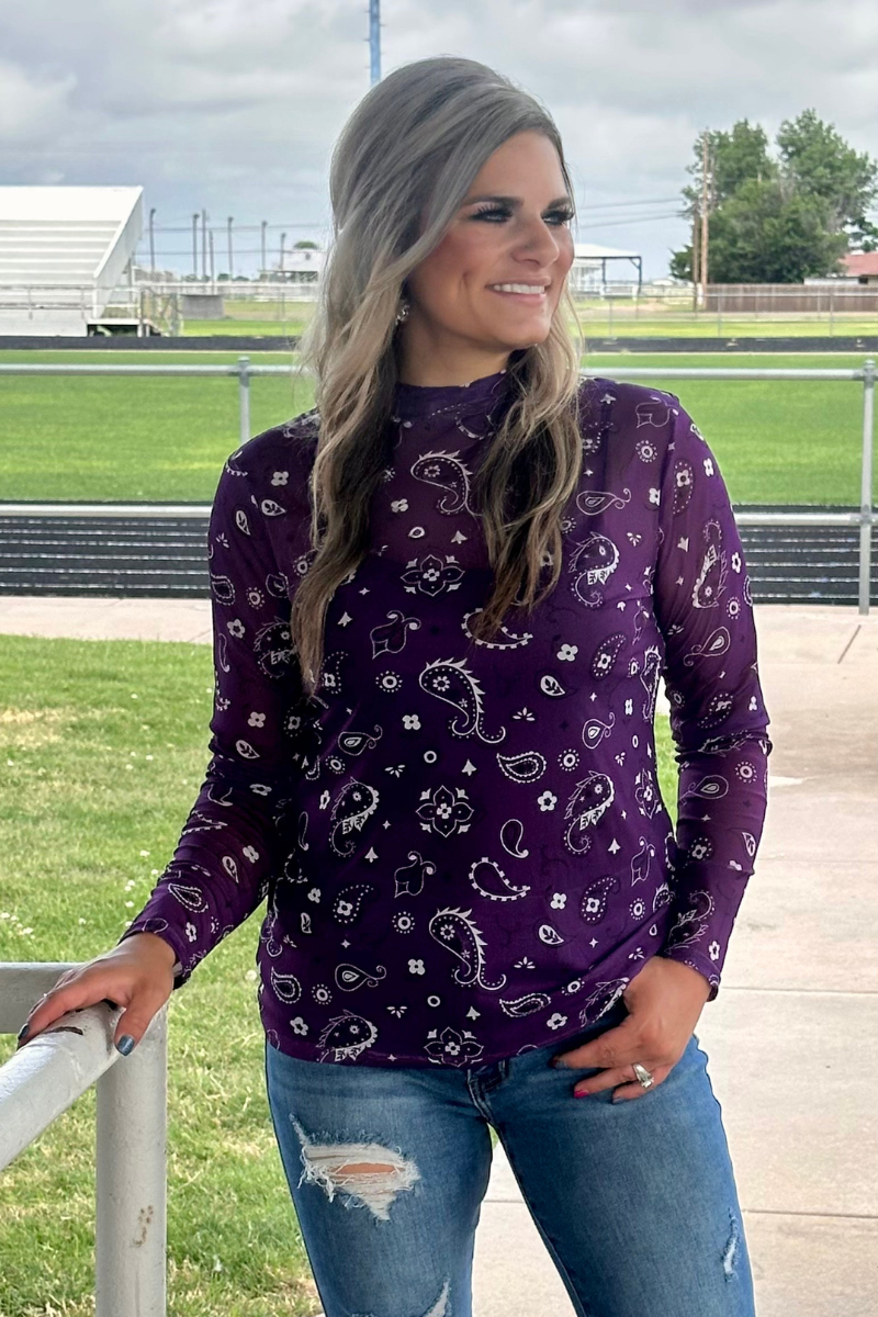 Bandana Babe Purple Mesh Top
