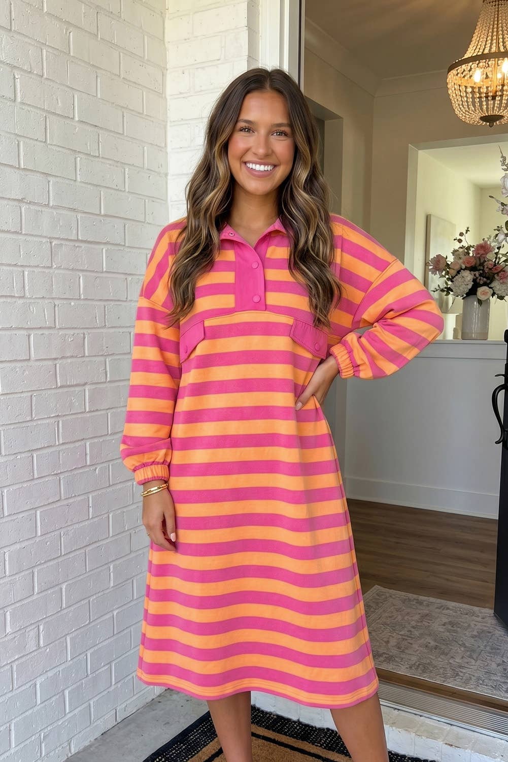 Bright Side Striped Midi Dress