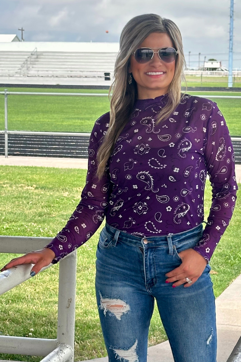 Bandana Babe Purple Mesh Top