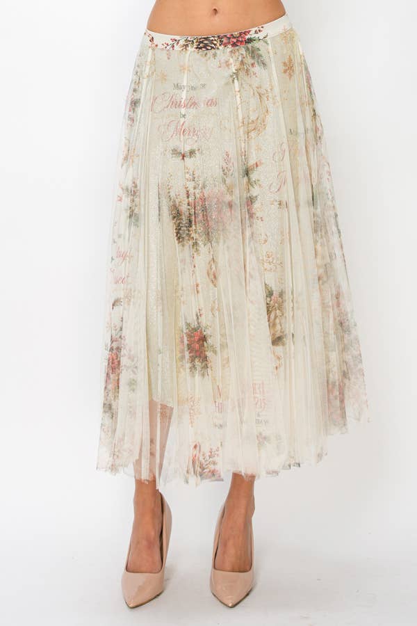 Joyful Noel Shimmer Midi Skirt