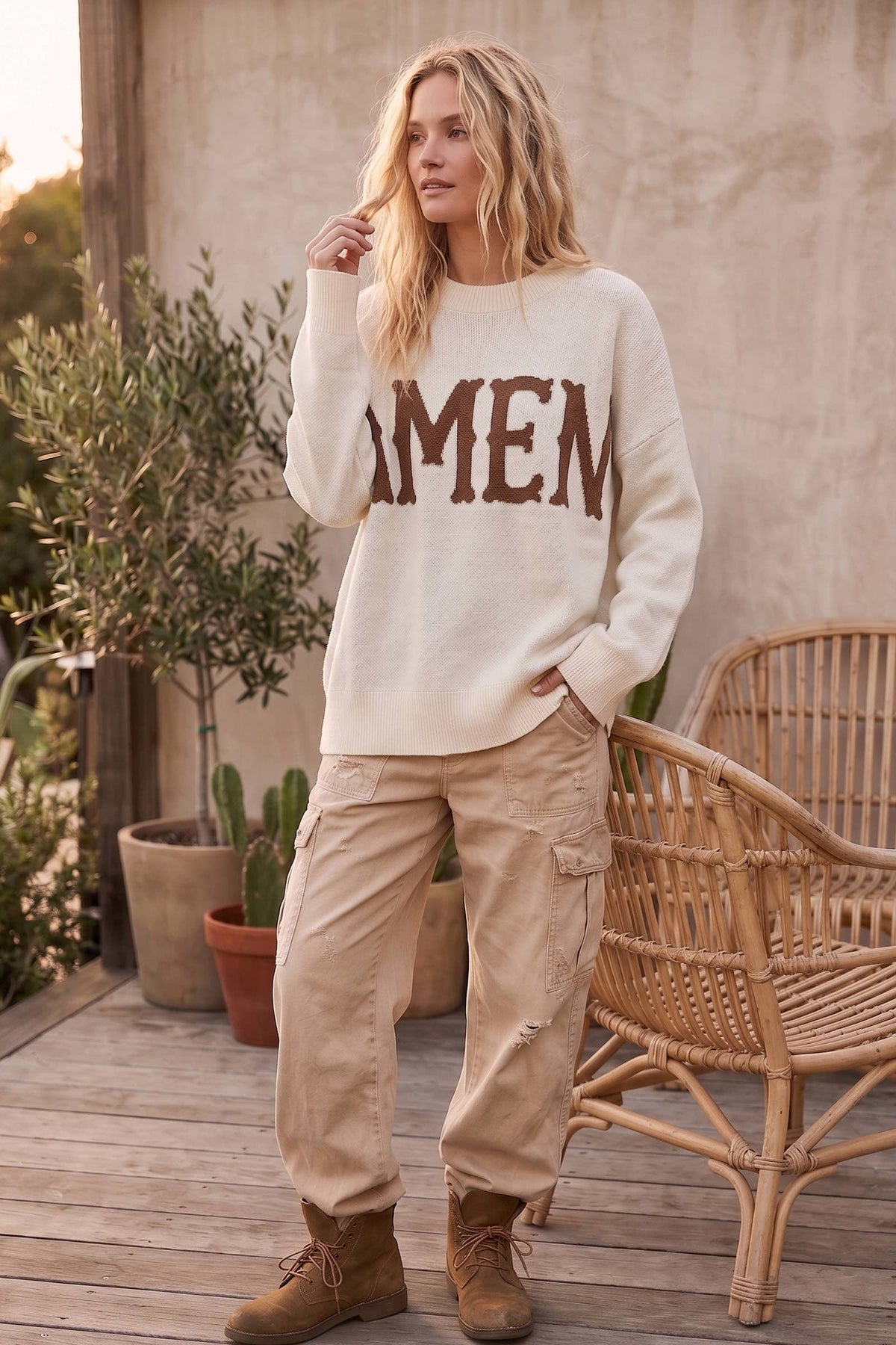 Amen Graphic Oversized Sweater
