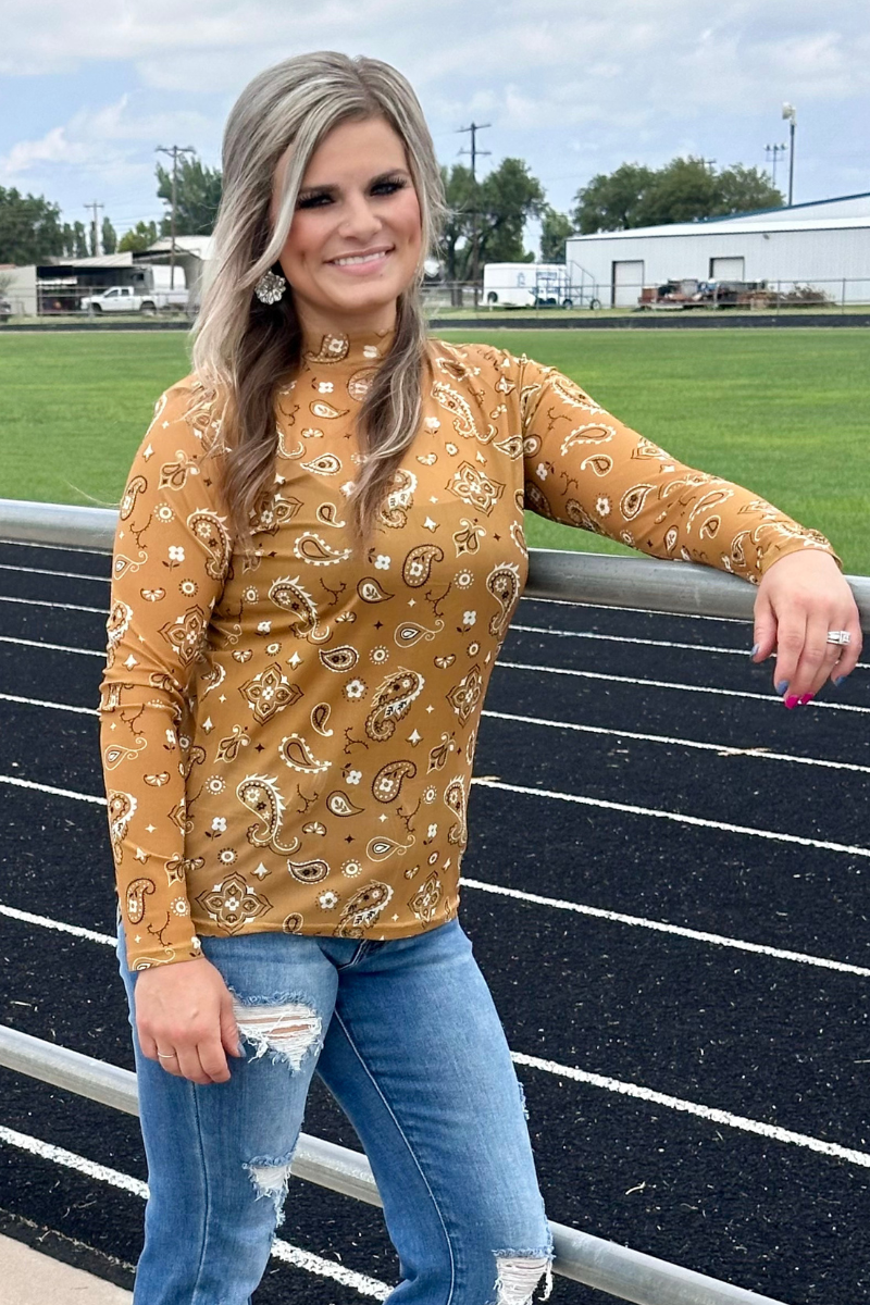 Bandana Babe Mustard Mesh Top