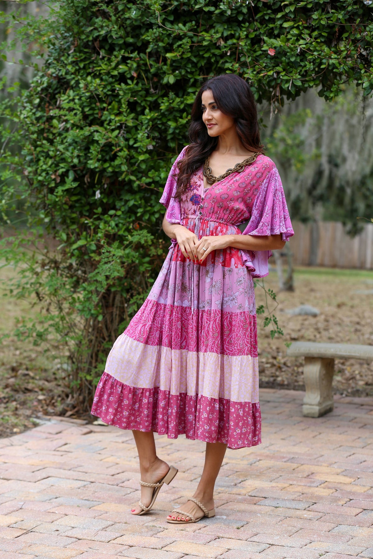 Vintage Rose Patchwork Maxi Dress