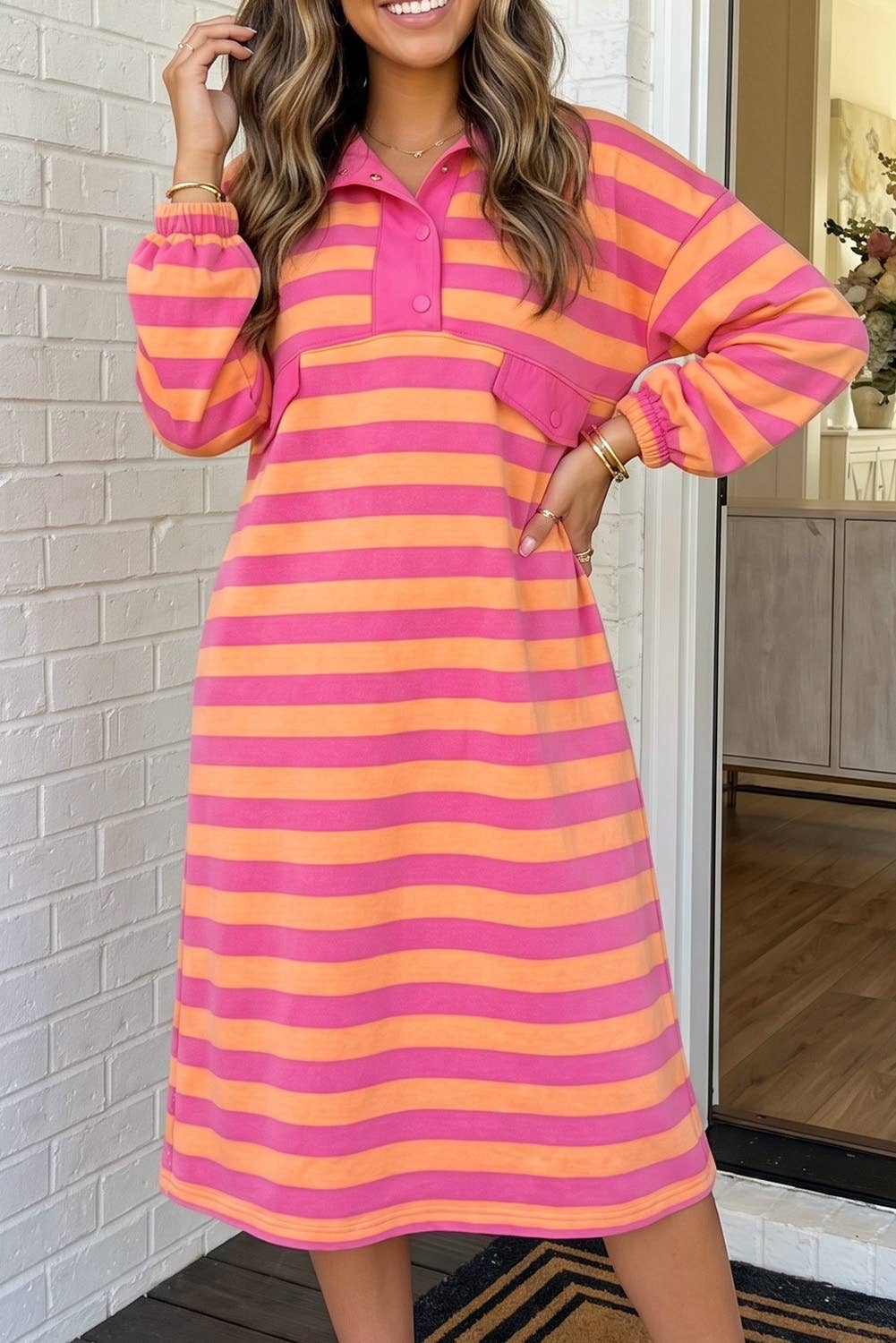 Bright Side Striped Midi Dress