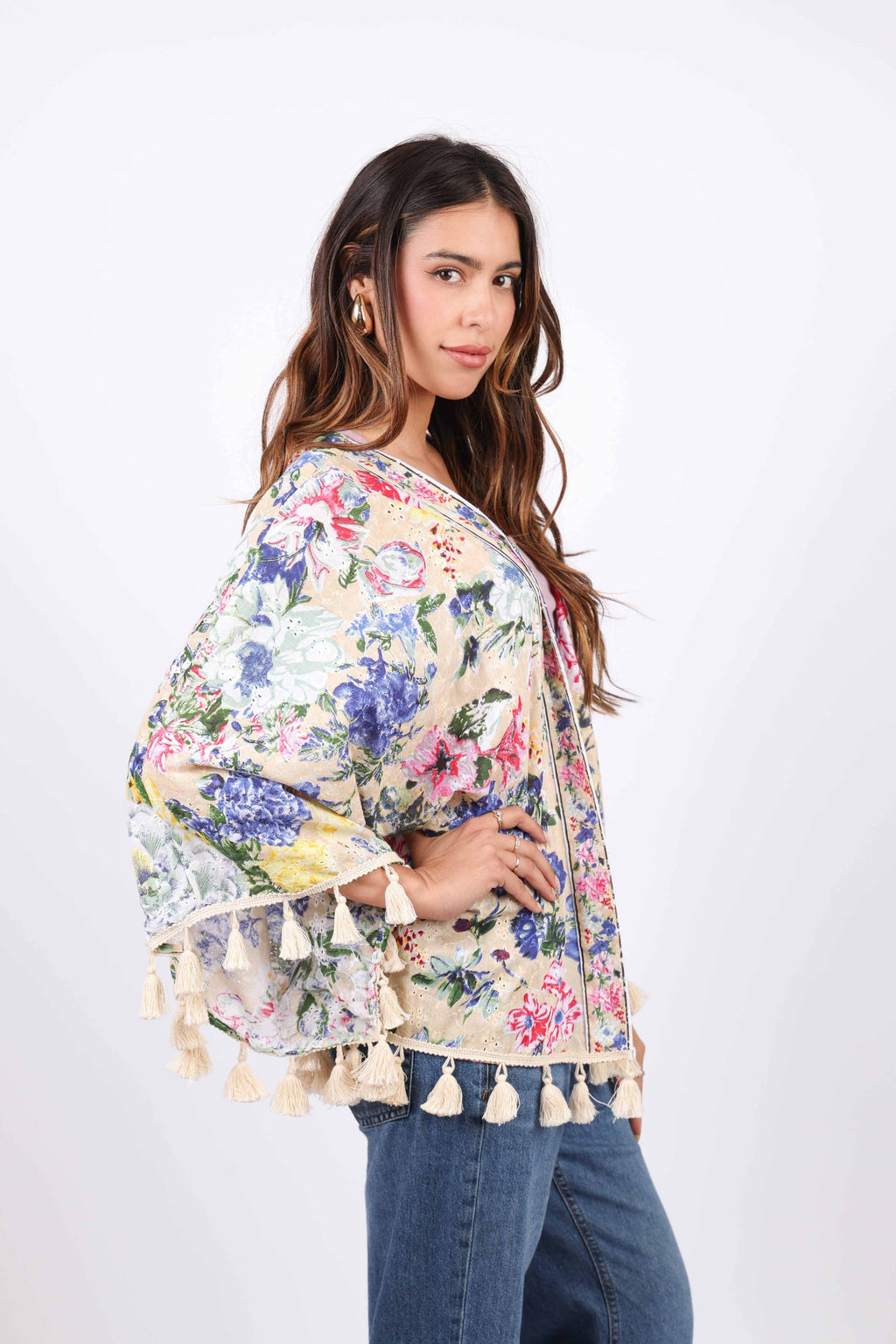 Painted Petals Tassel Kimono