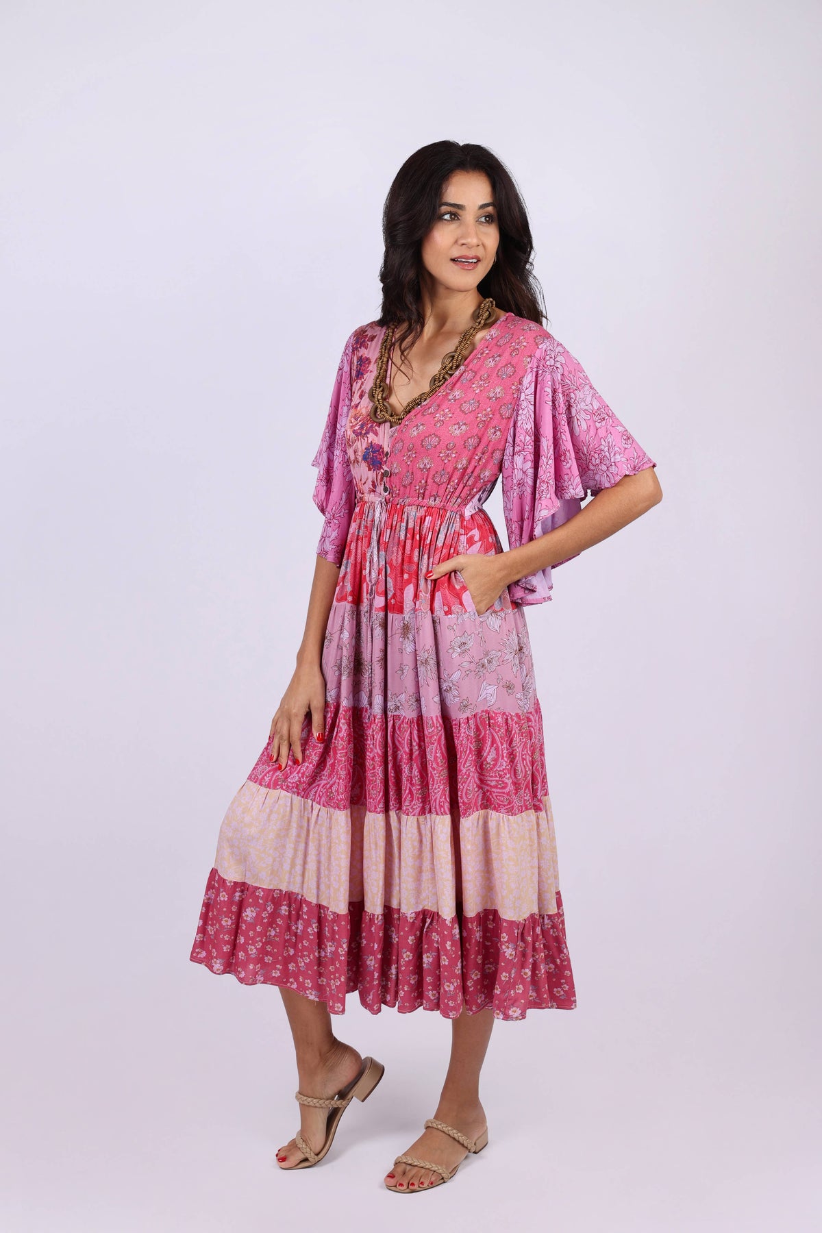 Vintage Rose Patchwork Maxi Dress