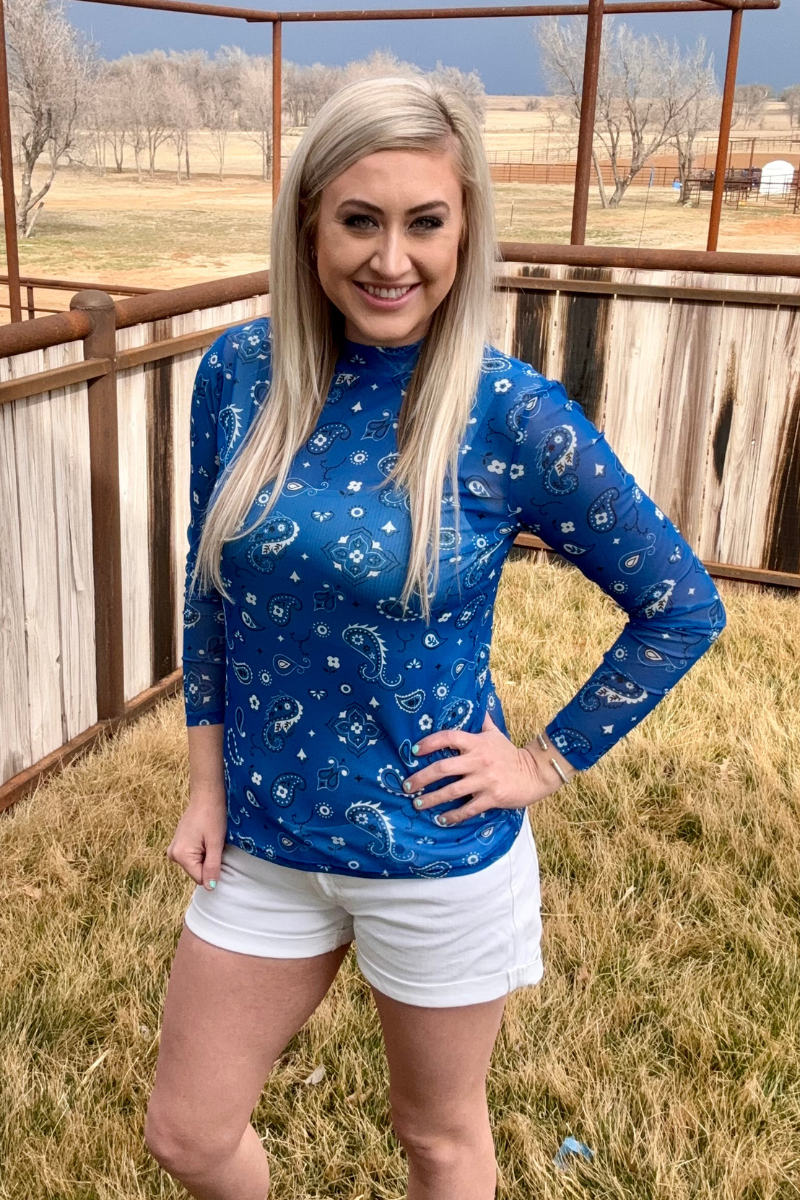 Bandana Babe Blue Mesh Top