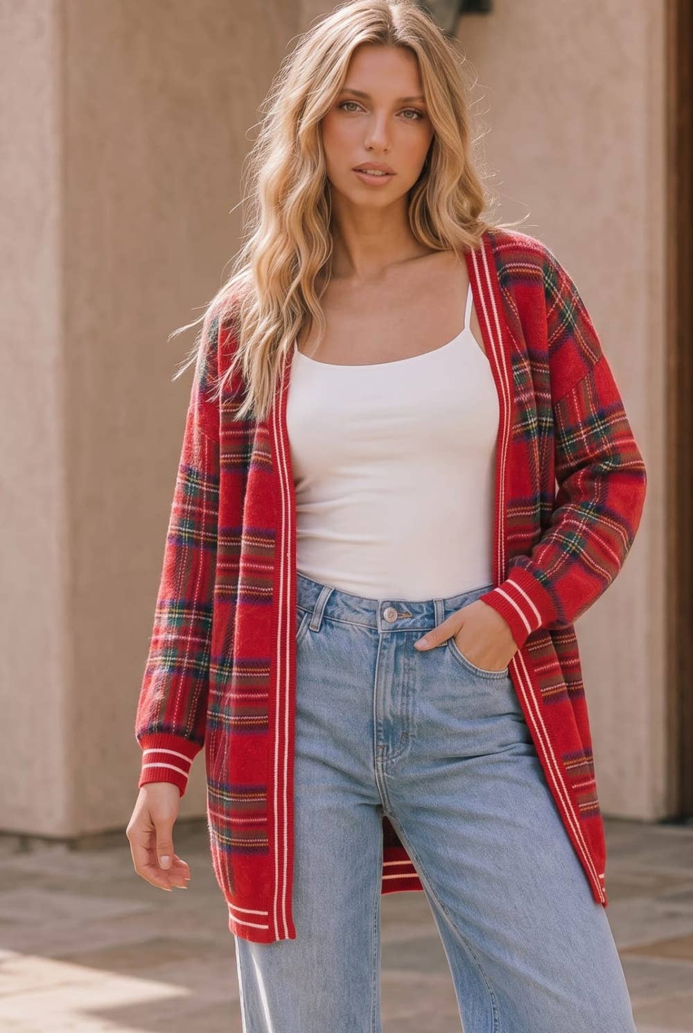 Holly and Hearth Plaid Cardigan