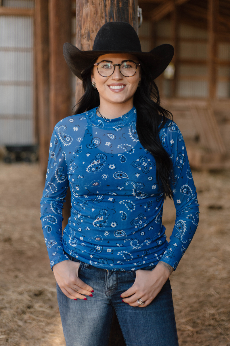 Bandana Babe Blue Mesh Top