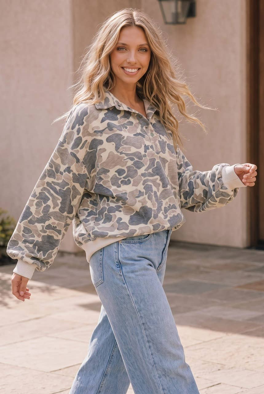 Canyon Camo Snap Pullover