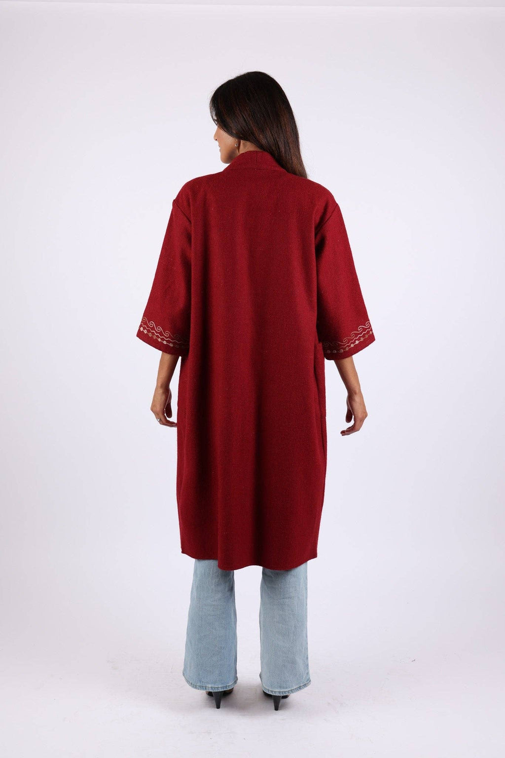 Embroidered Wool Red Maroon Jacket
