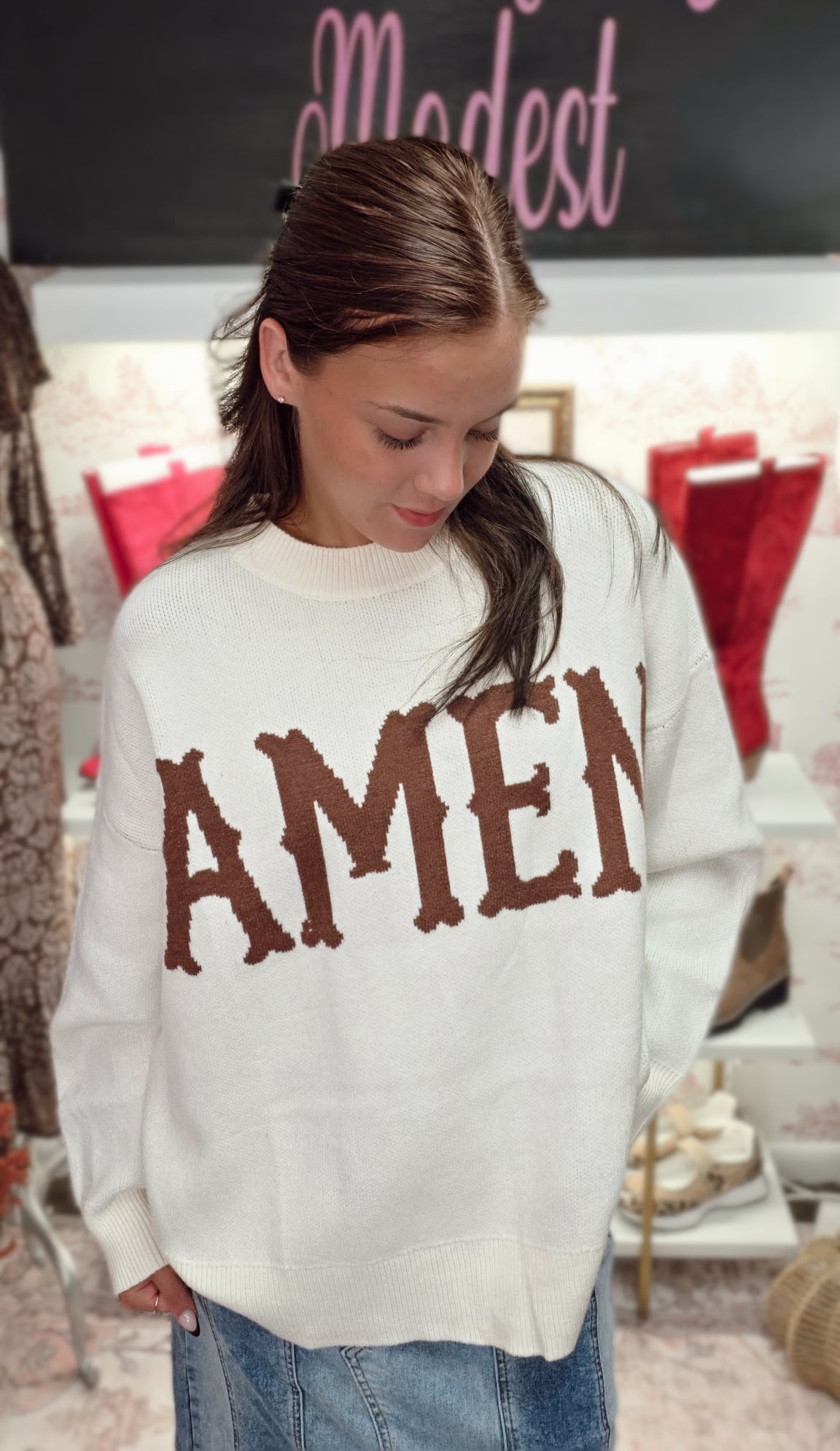 Amen Graphic Oversized Sweater