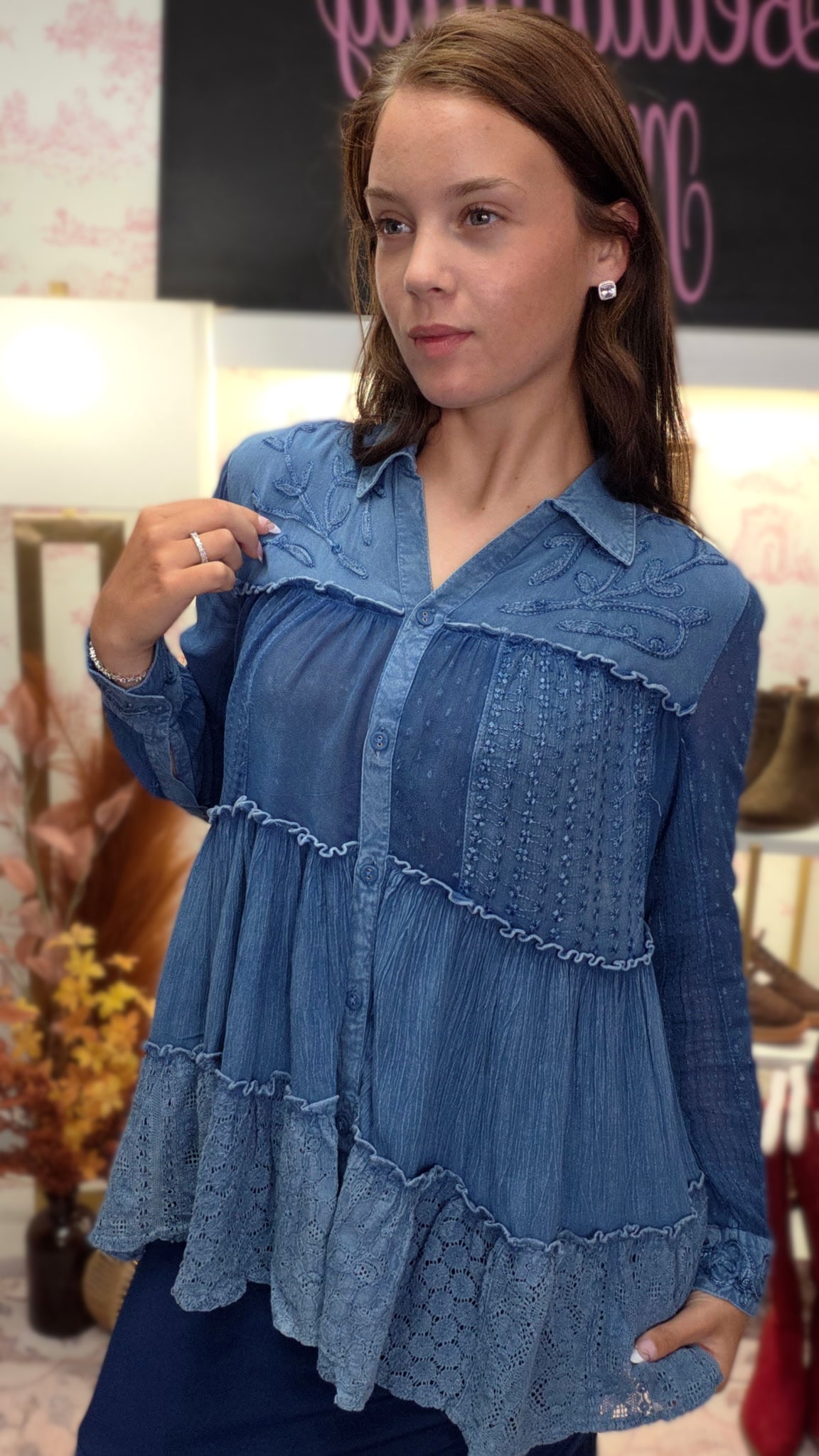 Blue Meadow Heirloom Lace Tunic