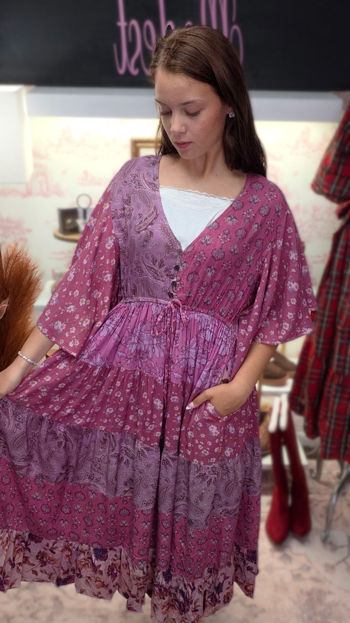 Vintage Rose Patchwork Maxi Dress