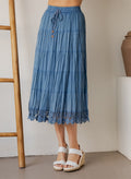 Blue Skies & Lace Midi Skirt
