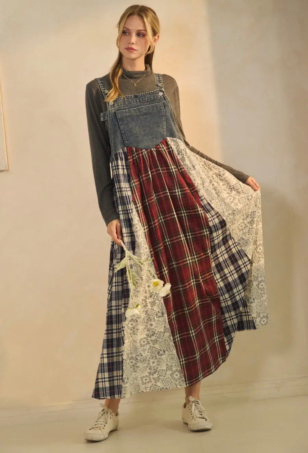 Patchwork Prairie Denim Dress detail